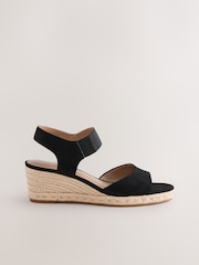Black Standard Fit Forever Comfort® Round Toe Elastic Strap Detail Wedges - Image 2 of 5