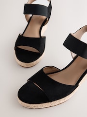 Black Standard Fit Forever Comfort® Round Toe Elastic Strap Detail Wedges - Image 3 of 5