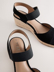 Black Standard Fit Forever Comfort® Round Toe Elastic Strap Detail Wedges - Image 4 of 5