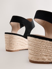 Black Standard Fit Forever Comfort® Round Toe Elastic Strap Detail Wedges - Image 5 of 5