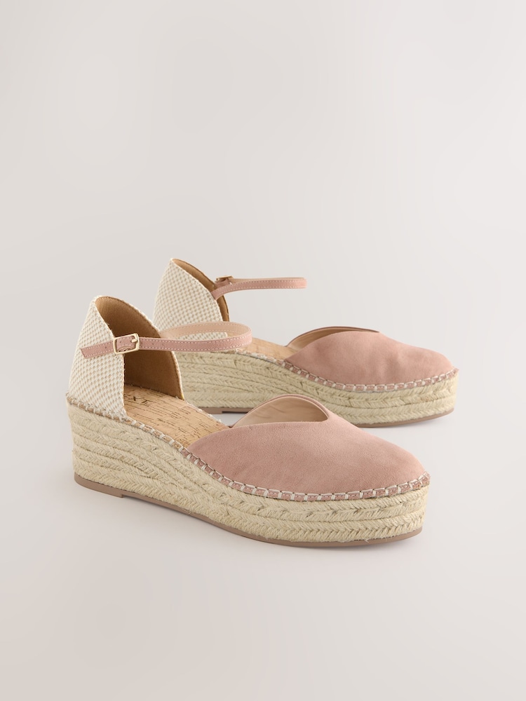 Pink Standard/Wide Fit Forever Comfort® Closed Toe Platform Espadrille Wedges - Image 3 of 7
