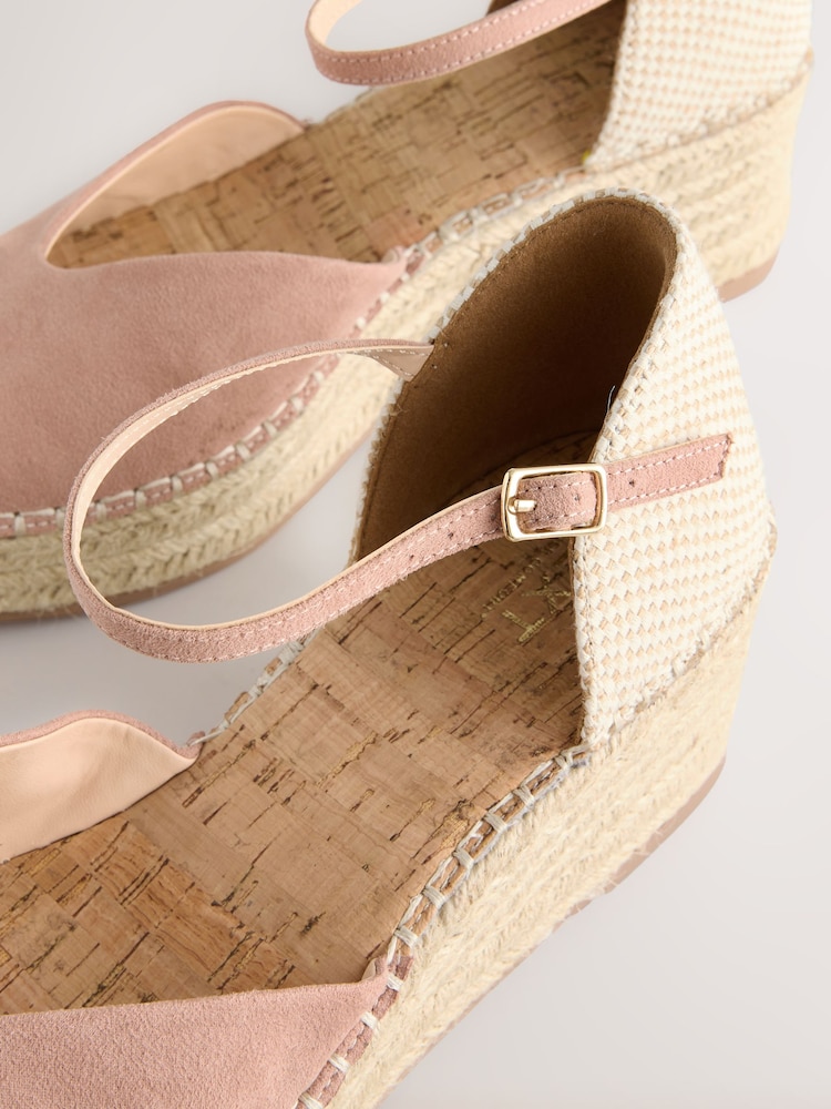 Pink Standard/Wide Fit Forever Comfort® Closed Toe Platform Espadrille Wedges - Image 6 of 7