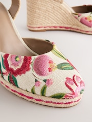 Pink Forever Comfort® Round Toe Embroidery Espadrille Wedges - Image 3 of 5