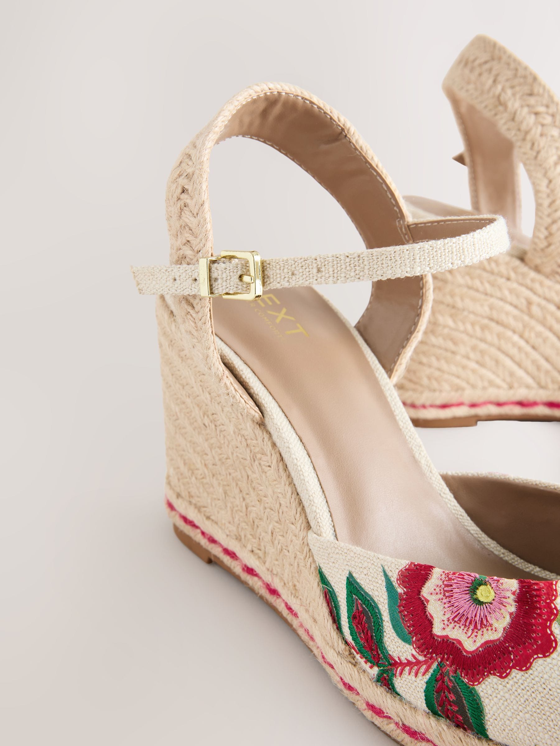 Buy Pink Forever Comfort® Round Toe Embroidery Espadrille Wedges from Next  USA