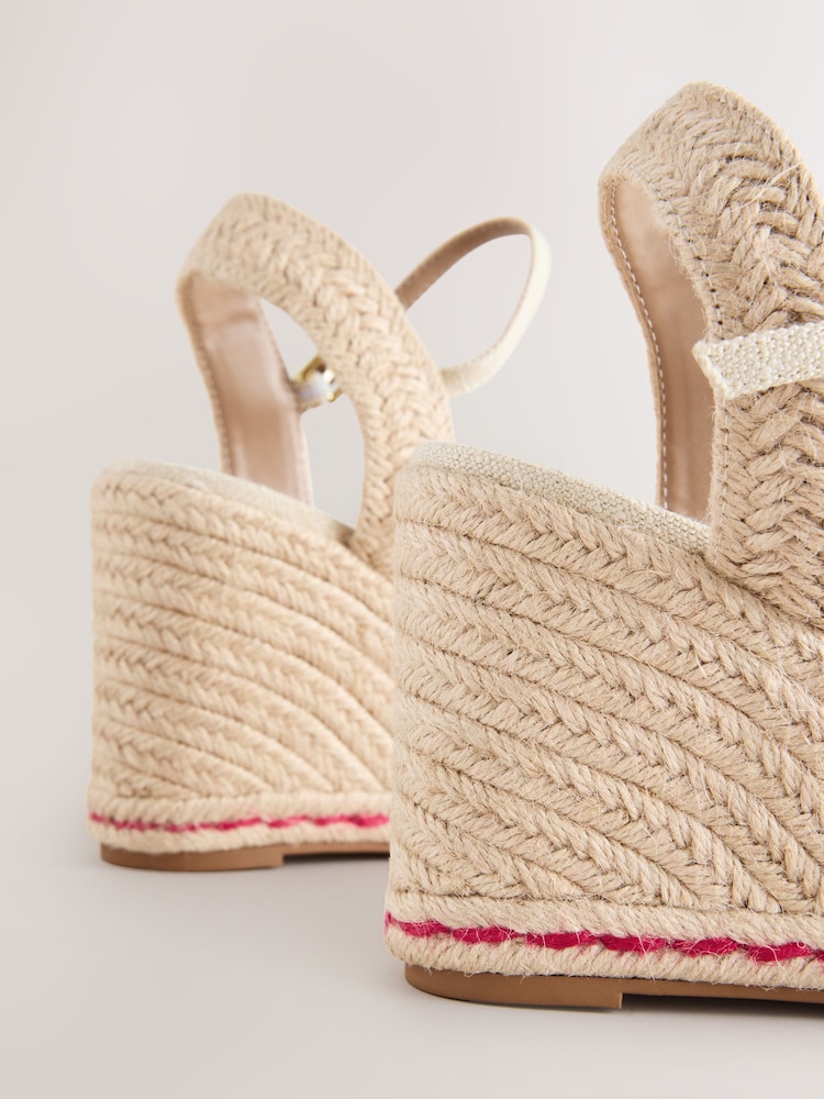 Pink Forever Comfort® Round Toe Embroidery Espadrille Wedges - Image 5 of 5