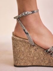 Snake Forever Comfort® Round Toe Weave Detail High Cork Wedges - Image 10 of 10