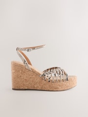 Snake Forever Comfort® Round Toe Weave Detail High Cork Wedges - Image 6 of 10