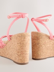 Pink Forever Comfort® Round Toe Weave Detail High Cork Wedges - Image 5 of 5