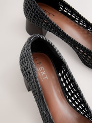 Negro - Forever Comfort® Leather Round Toe Weave Bajo Block Courts Heels - Imagen 3 de 5