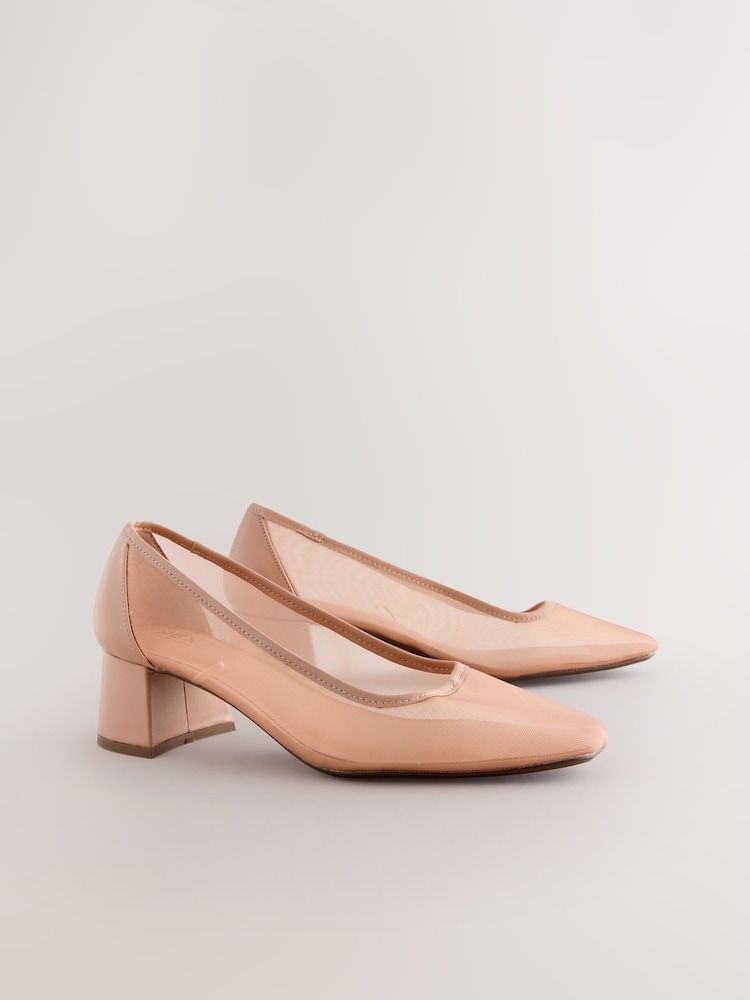 Blush Nude Forever Comfort® Square Toe Mesh Low Block Courts - Image 1 of 5