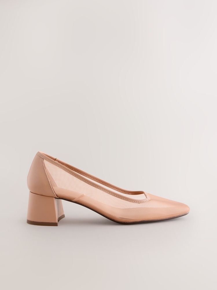 Blush Nude Forever Comfort® Square Toe Mesh Low Block Courts - Image 2 of 5