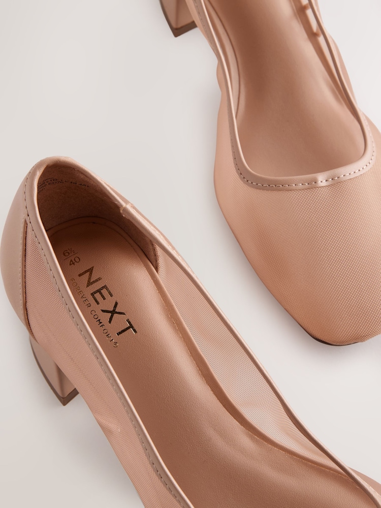 Blush Nude Forever Comfort® Square Toe Mesh Low Block Courts - Image 5 of 5