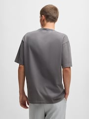 HUGO Grey Hugo Logo Print 100% Cotton Jersey Relaxed-Fit T-Shirt - Image 2 of 5