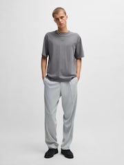 HUGO Grey Hugo Logo Print 100% Cotton Jersey Relaxed-Fit T-Shirt - Image 3 of 5