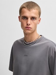 HUGO Grey Hugo Logo Print 100% Cotton Jersey Relaxed-Fit T-Shirt - Image 4 of 5