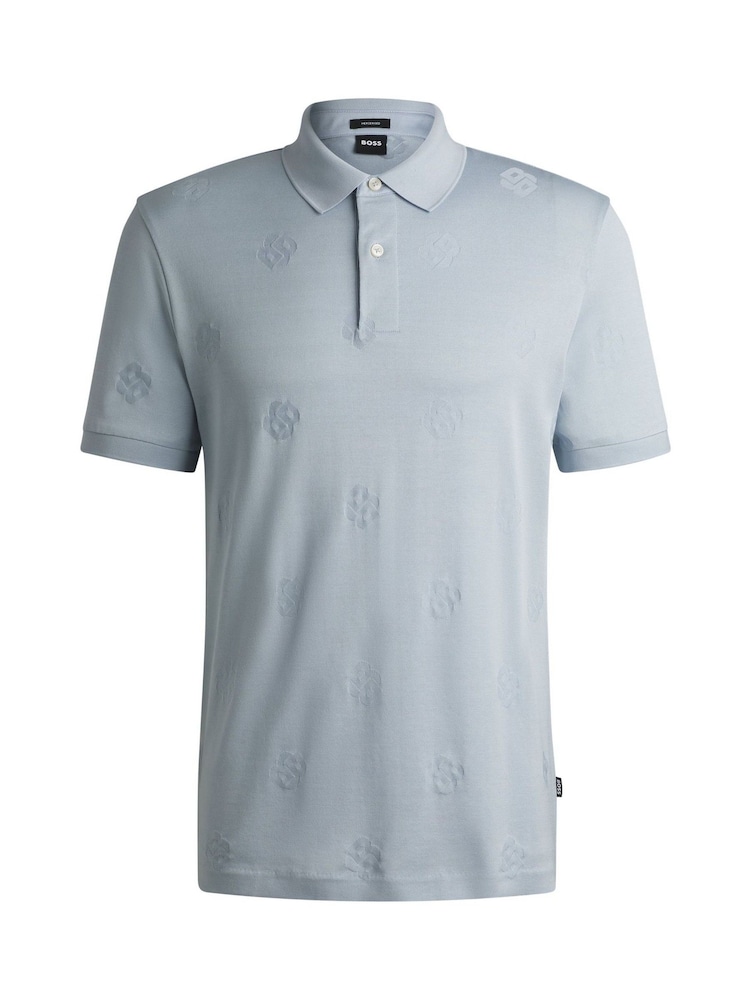 BOSS Blue Mercerised Cotton Polo Shirt - Image 1 of 1