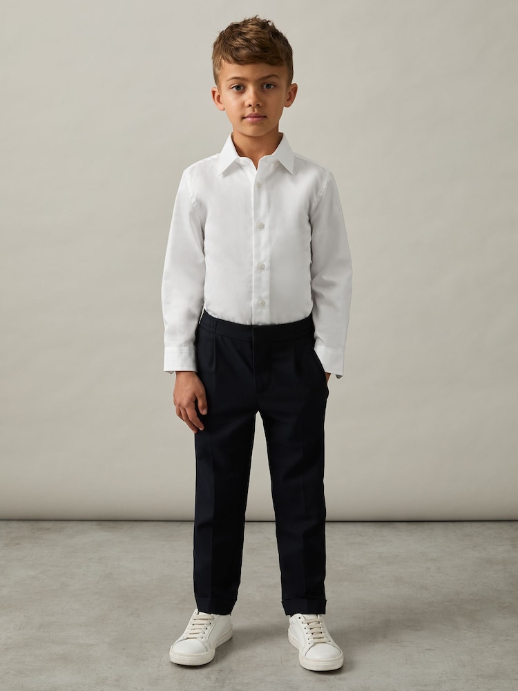 Reiss White Remote 9-13 yrs Slim-Fit Cotton Shirt - Image 1 of 4 Reiss White Remote 9-13 yrs Slim-Fit Cotton Shirt - Image 1 of 4