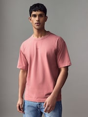 HUGO Pink Hugo Logo Print 100% Cotton Jersey Relaxed-Fit T-Shirt - Image 1 of 4