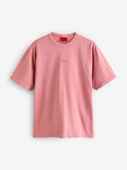 HUGO Pink Hugo Logo Print 100% Cotton Jersey Relaxed-Fit T-Shirt - Image 4 of 4