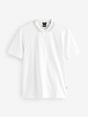 BOSS Off White Slim Fit Collar Stripe Polo Shirt - Image 4 of 4