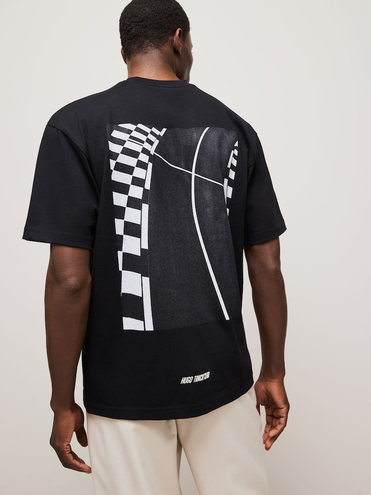 HUGO Black Racing Print Cotton Jersey Sweat Top - Image 1 of 5