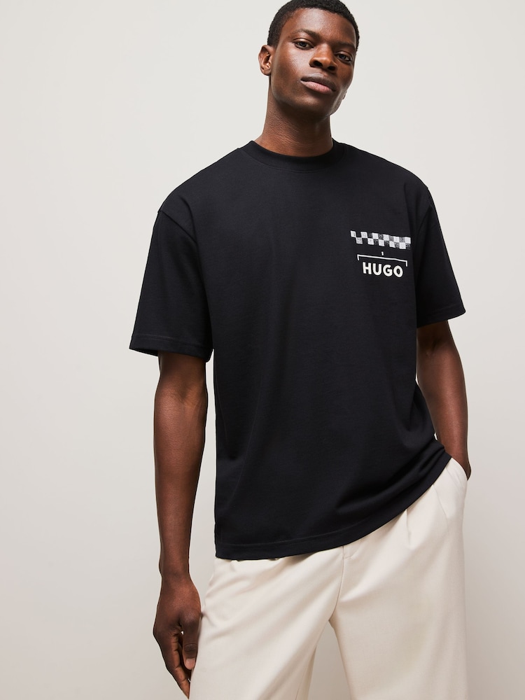 HUGO Black Racing Print Cotton Jersey Sweat Top - Image 2 of 5