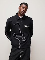 HUGO Black Racing Graphic Artwork Cotton Sweatshirt - Image 1 of 4