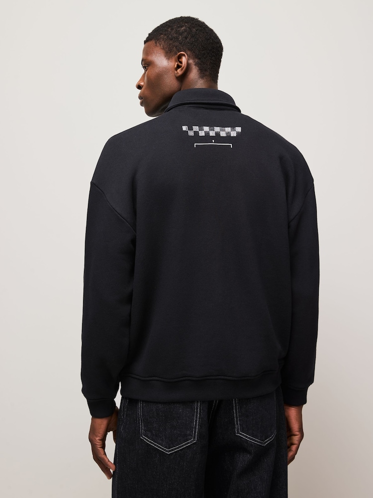 HUGO Black Racing Graphic Artwork Cotton Sweatshirt - Image 2 of 4