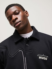 HUGO Black Racing Graphic Artwork Cotton Sweatshirt - Image 3 of 4