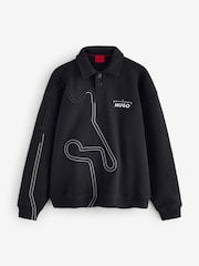 HUGO Black Racing Graphic Artwork Cotton Sweatshirt - Image 4 of 4