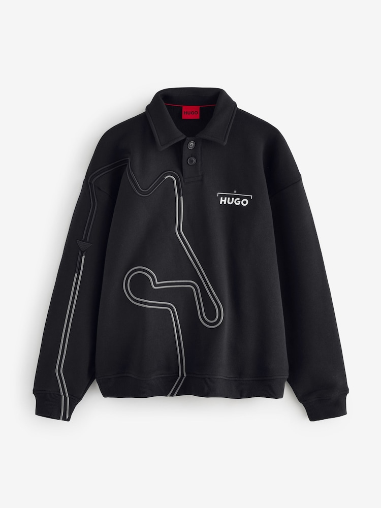 HUGO Black Racing Graphic Artwork Cotton Sweatshirt - Image 4 of 4