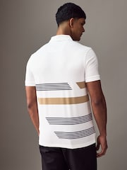 BOSS White Golf Paddy Stretch Jersey Stripe Polo Shirt - Image 2 of 4