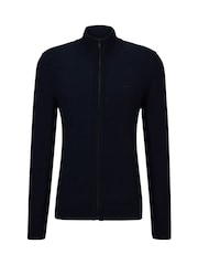 BOSS Blue Embroidered Logo Wool Blend Knitted Jacket - Image 5 of 5