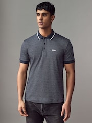 BOSS Blue Jacquard Paddy Polo Shirt - Image 1 of 4
