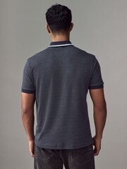 BOSS Blue Jacquard Paddy Polo Shirt - Image 2 of 4