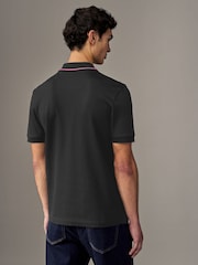 BOSS Black Regular Fit Zip Placket Structured Polo Shirt - Image 2 of 5
