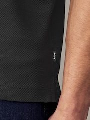 BOSS Black Regular Fit Zip Placket Structured Polo Shirt - Image 4 of 5