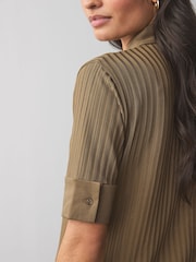 BOSS Brown Ribbed Collar 100% Cotton Polo Shirt - Image 4 of 5