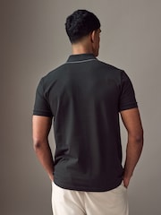BOSS Black Philix Tape Zip Neck Contrast Detail Knit Polo Shirt - Image 2 of 4