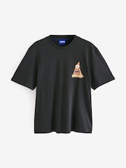 HUGO Black Graphic Cotton Jersey T-Shirt - Image 1 of 2