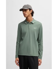 HUGO Green Logo Detail 100% Cotton Piqué Polo Shirt - Image 3 of 5