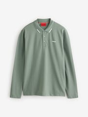 HUGO Green Logo Detail 100% Cotton Piqué Polo Shirt - Image 5 of 5