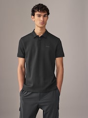 BOSS Black Paddy Hexagonal Quilting Drop Needle 100% Cotton Polo Shirt - Image 1 of 4