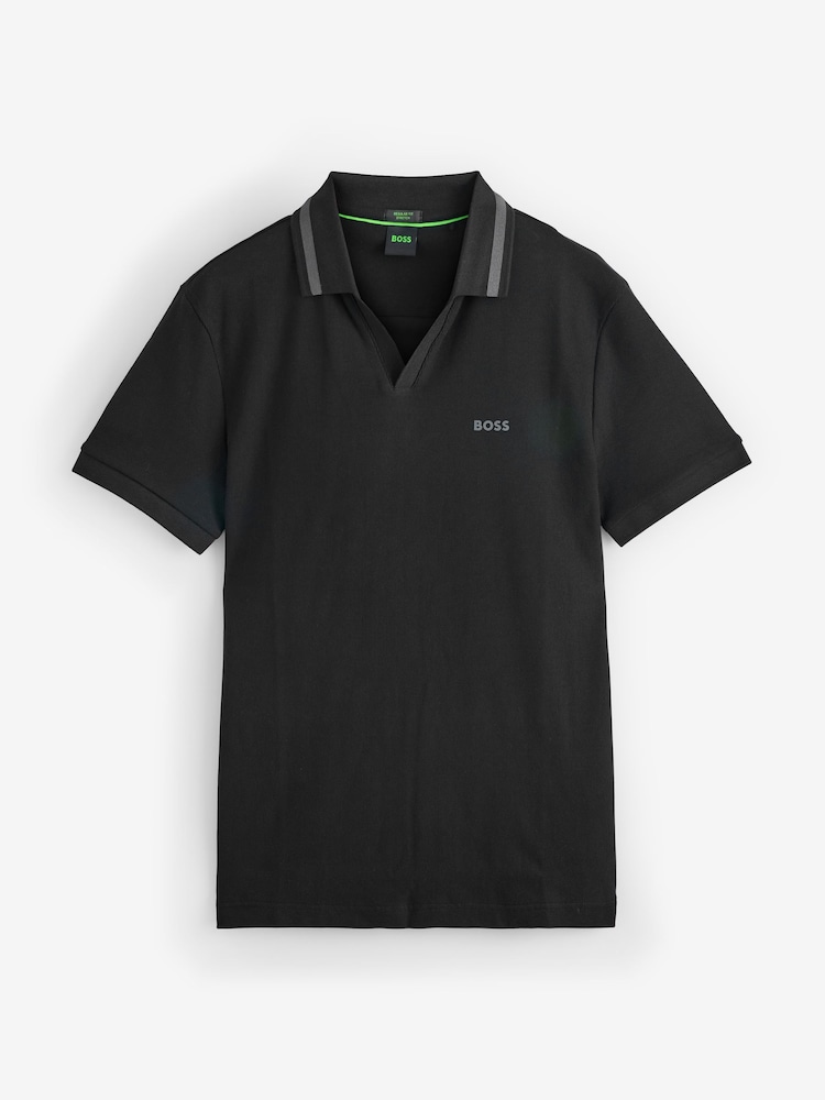 BOSS Black Palle Tape Rib 100% Cotton Polo Shirt - Image 1 of 1