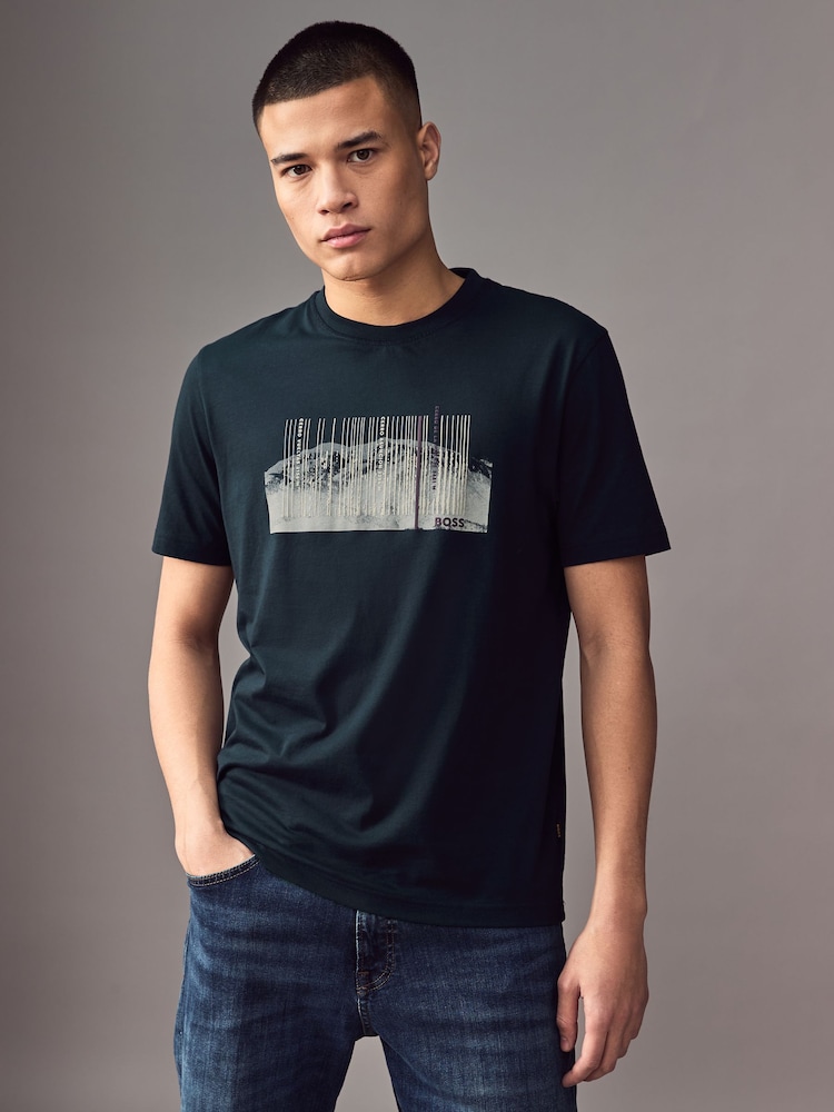 BOSS Blue Seasonal Graphic Print Crew Neck T-Shirt - Image 1 of 4 BOSS Blue Seasonal Graphic Print Crew Neck T-Shirt - Image 1 of 4