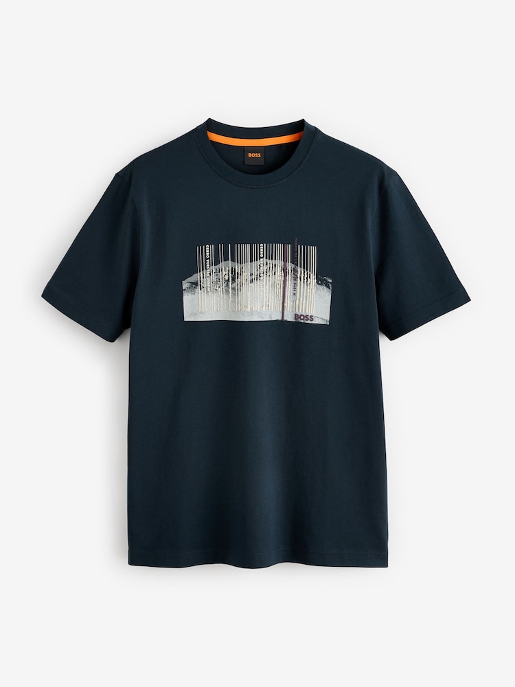 BOSS Blue Seasonal Graphic Print Crew Neck T-Shirt - Image 4 of 4 BOSS Blue Seasonal Graphic Print Crew Neck T-Shirt - Image 4 of 4