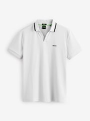 BOSS Grey Palle Tape Rib 100% Cotton Polo Shirt - Image 4 of 4