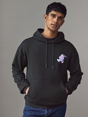 HUGO Black Street Food Graphic Cotton-Terry Hoodie - Image 1 of 5