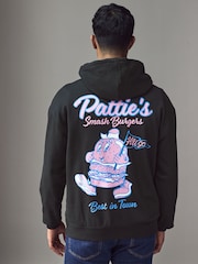HUGO Black Street Food Graphic Cotton-Terry Hoodie - Image 2 of 5