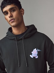 HUGO Black Street Food Graphic Cotton-Terry Hoodie - Image 3 of 5